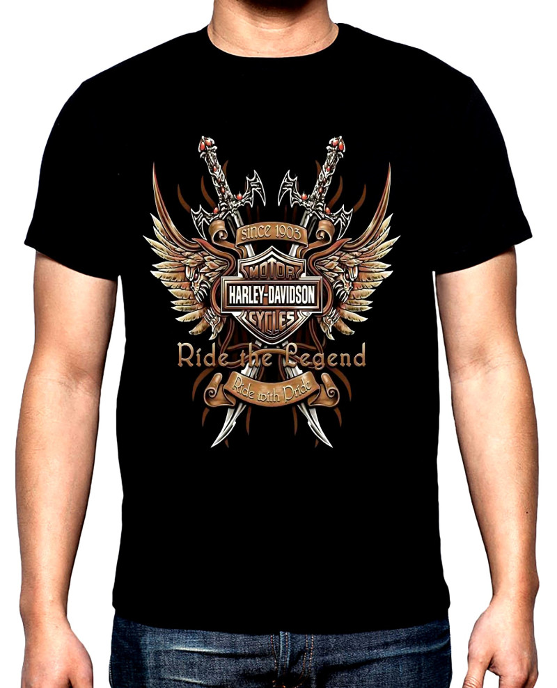 T-SHIRTS Harley Davidson, wings and swords, men's  t-shirt, 100% cotton, S to 5XL